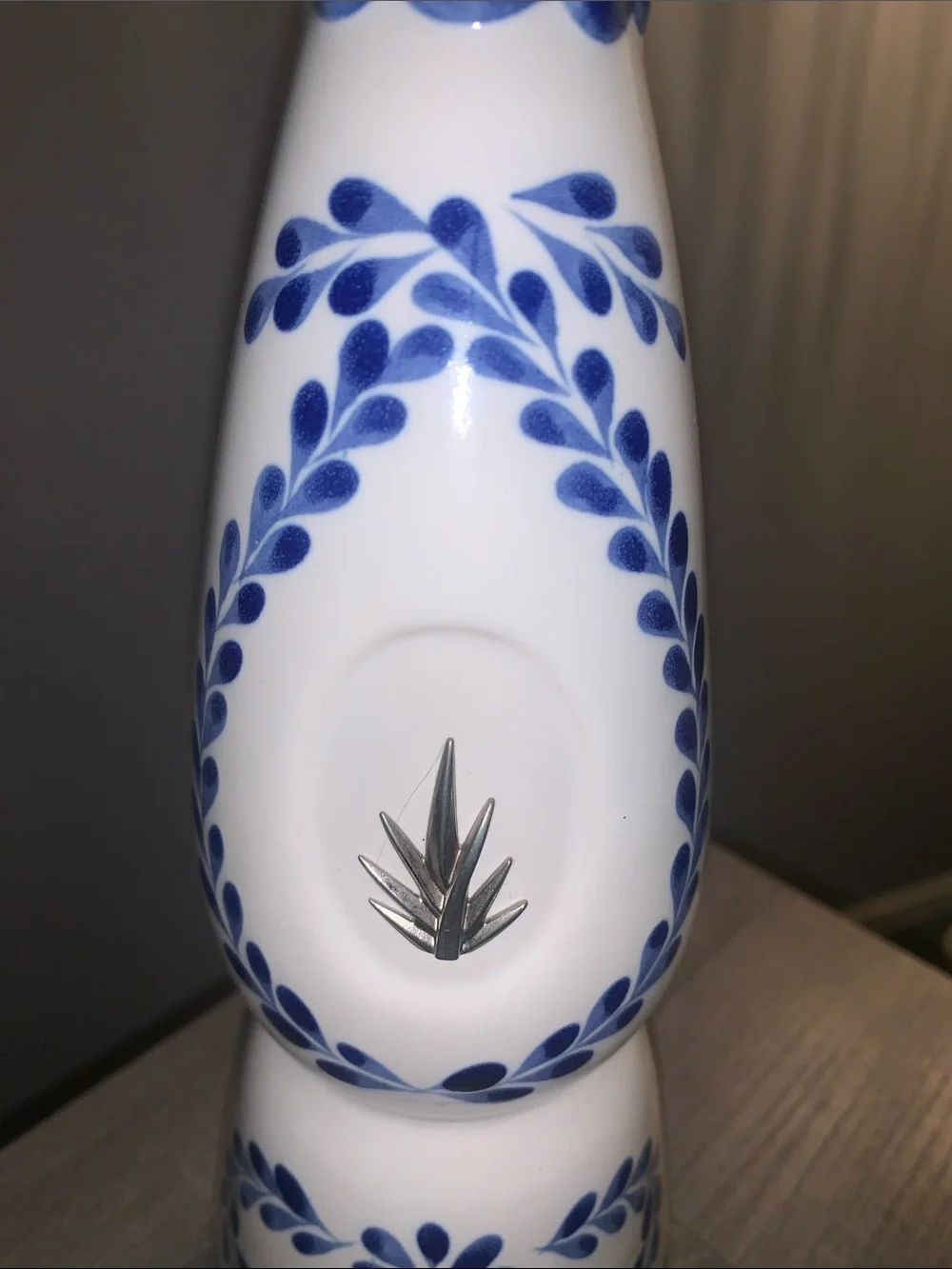 CLASE AZUL Hand-Painted Blue and White Ceramic BOTTLE EMPTY